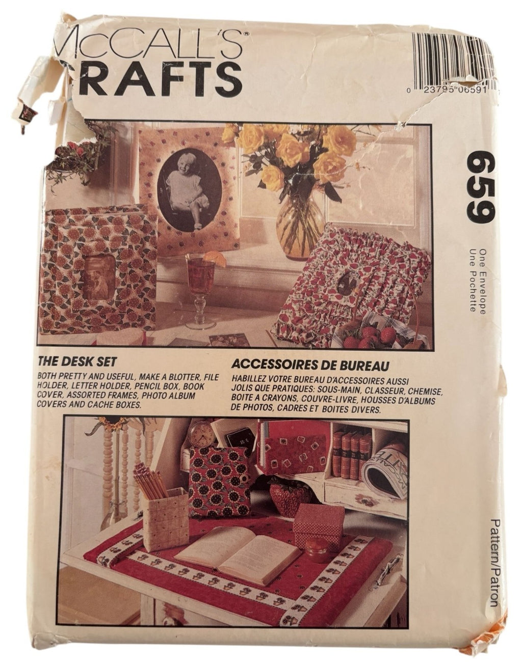 McCalls Sewing Pattern 659 Desk Set Craft Office File Holder Book Covers Frame