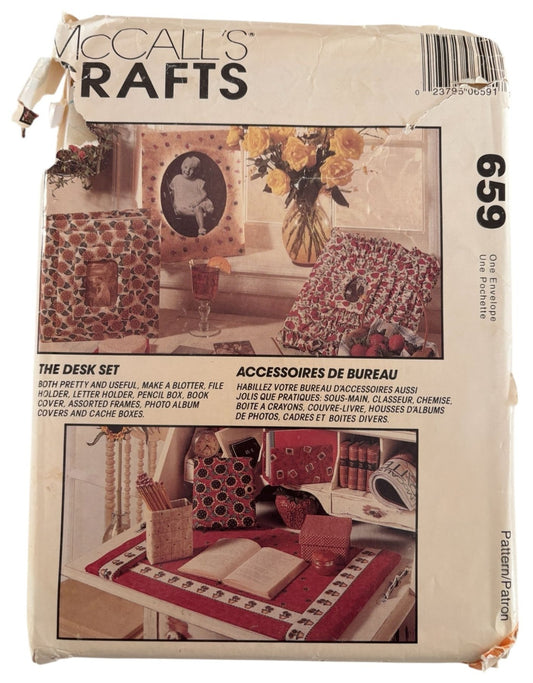 McCalls Sewing Pattern 659 Desk Set Craft Office File Holder Book Covers Frame