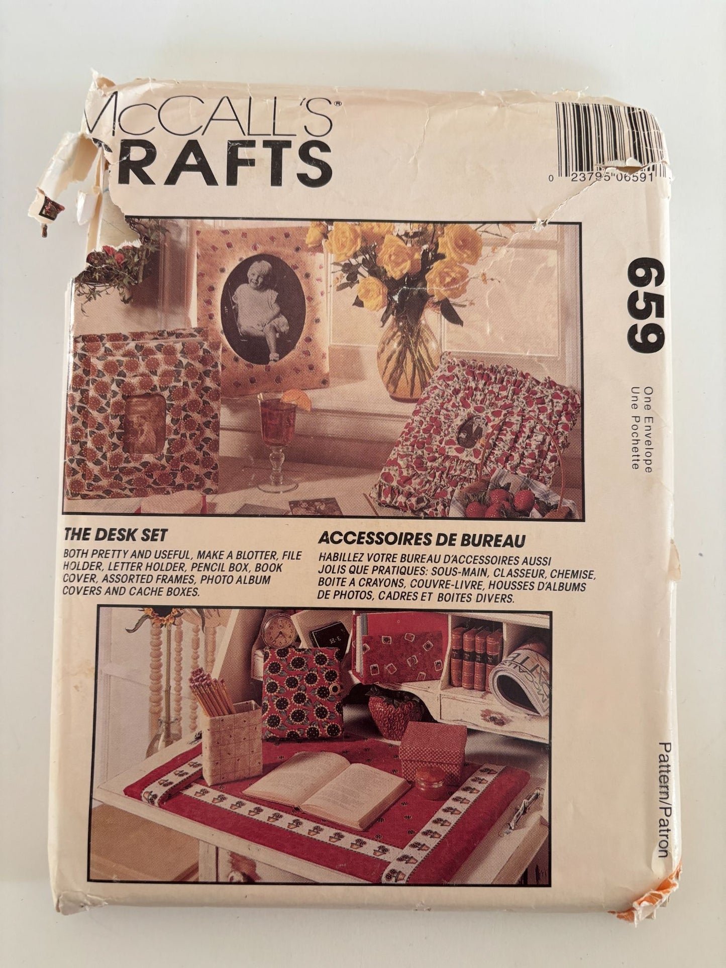 McCalls Sewing Pattern 659 Desk Set Craft Office File Holder Book Covers Frame