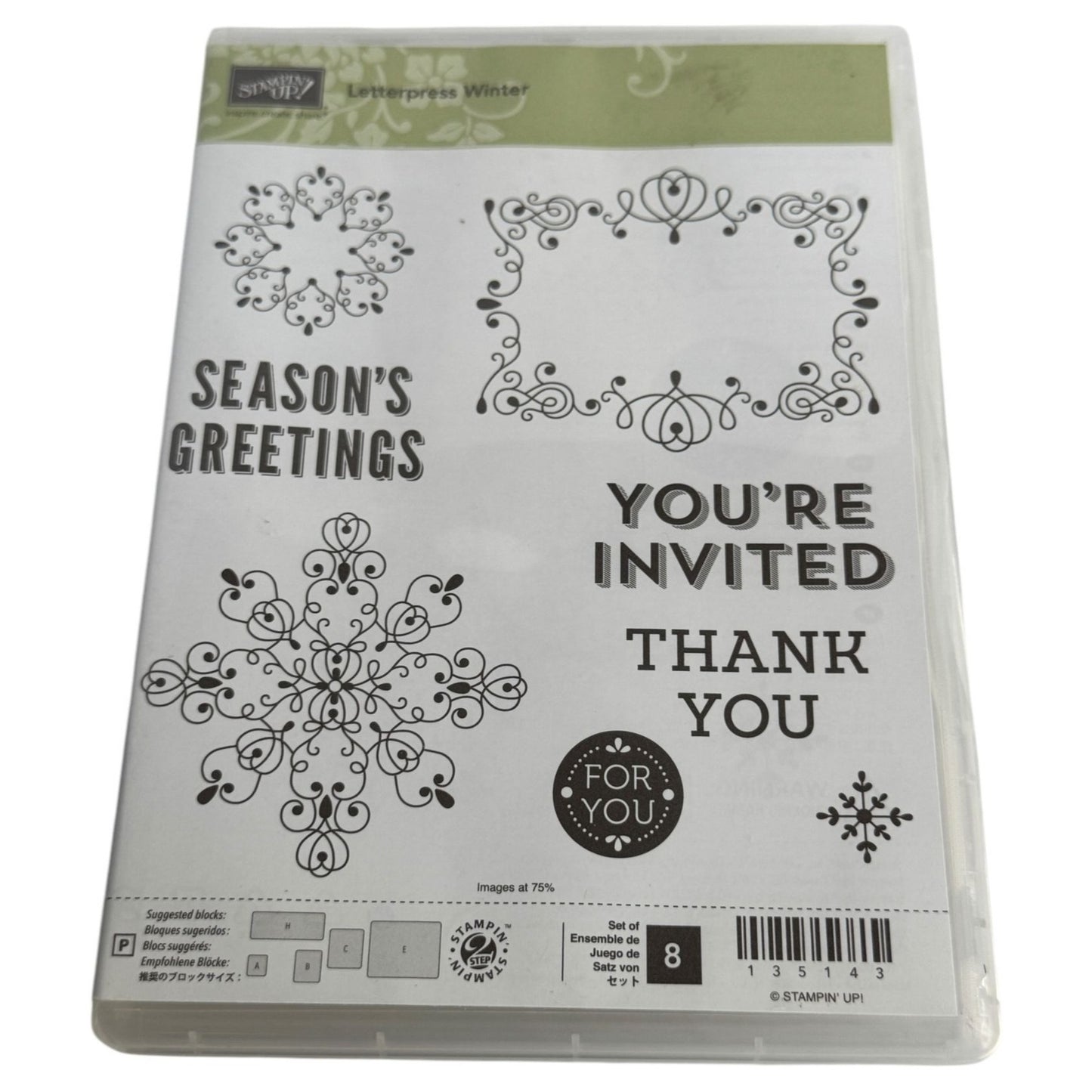 Stampin Up Letterpress Winter Stamp Set 8 Christmas For You Gift Tag Card Making
