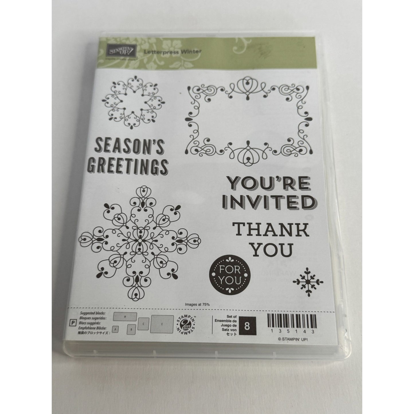 Stampin Up Letterpress Winter Stamp Set 8 Christmas For You Gift Tag Card Making