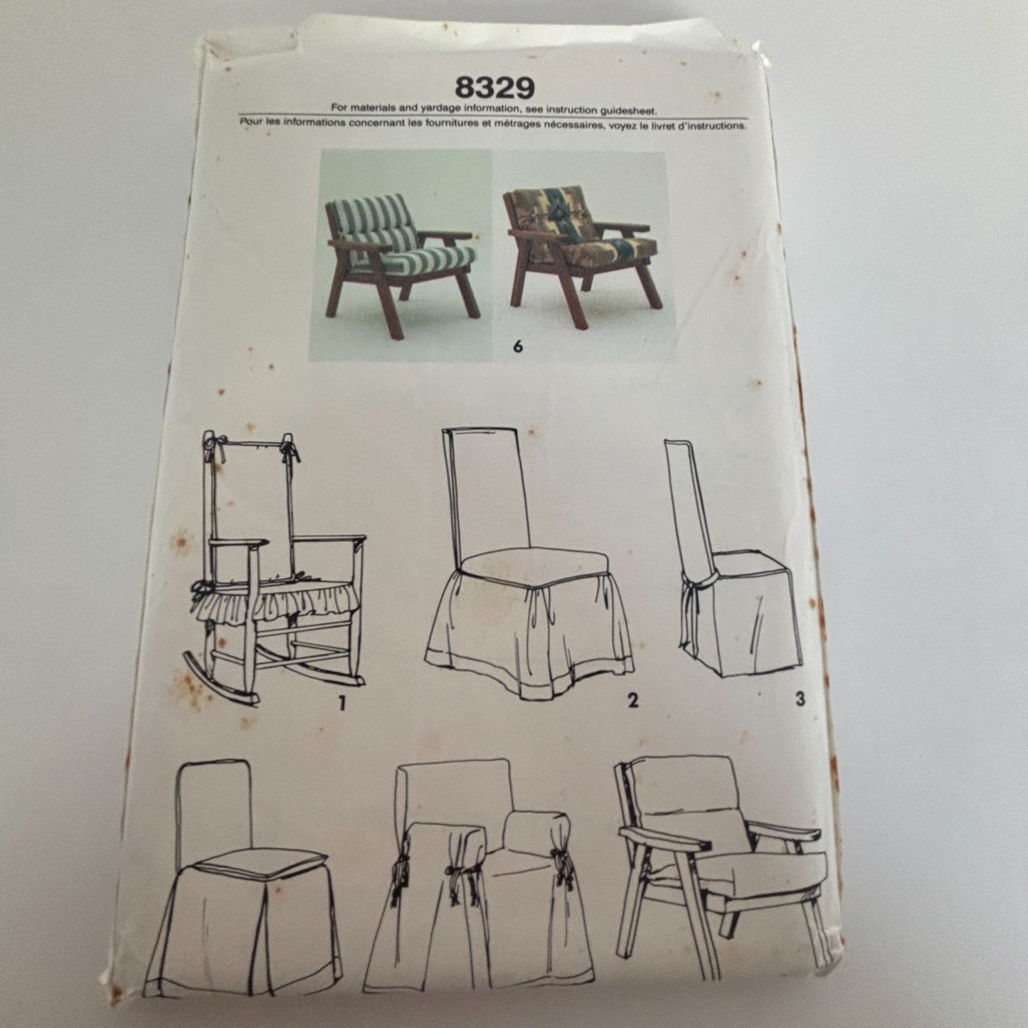 Simplicity Sewing Pattern 8329 Parson Dining Room Chair Slipcovers Rocking Cover