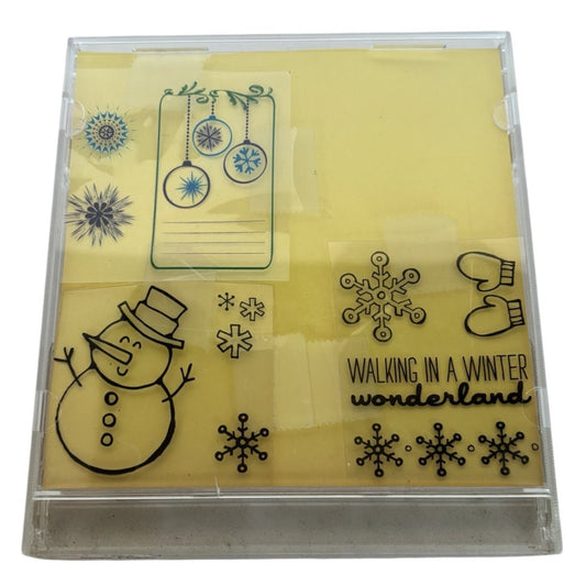 Walking in a Winter Wonderland Clear Acrylic Stamps Snowman Snowflakes Christmas