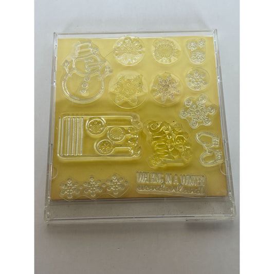Walking in a Winter Wonderland Clear Acrylic Stamps Snowman Snowflakes Christmas
