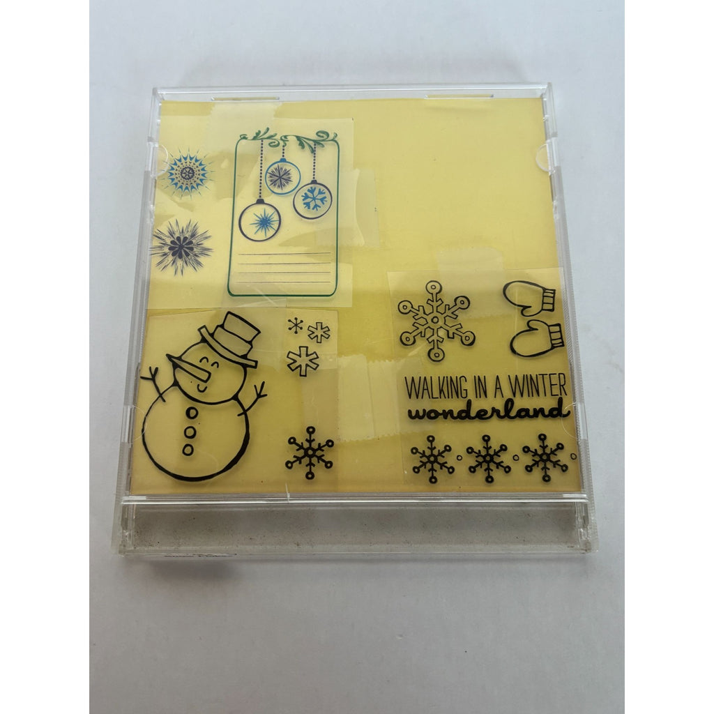Walking in a Winter Wonderland Clear Acrylic Stamps Snowman Snowflakes Christmas
