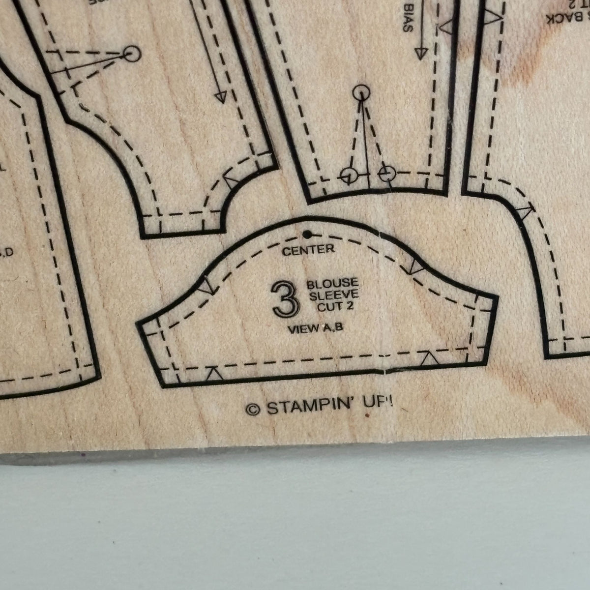 Stampin Up Rubber Stamp Sewing Pattern Pieces Fashion Dressmaker Seamstress Cardmaking