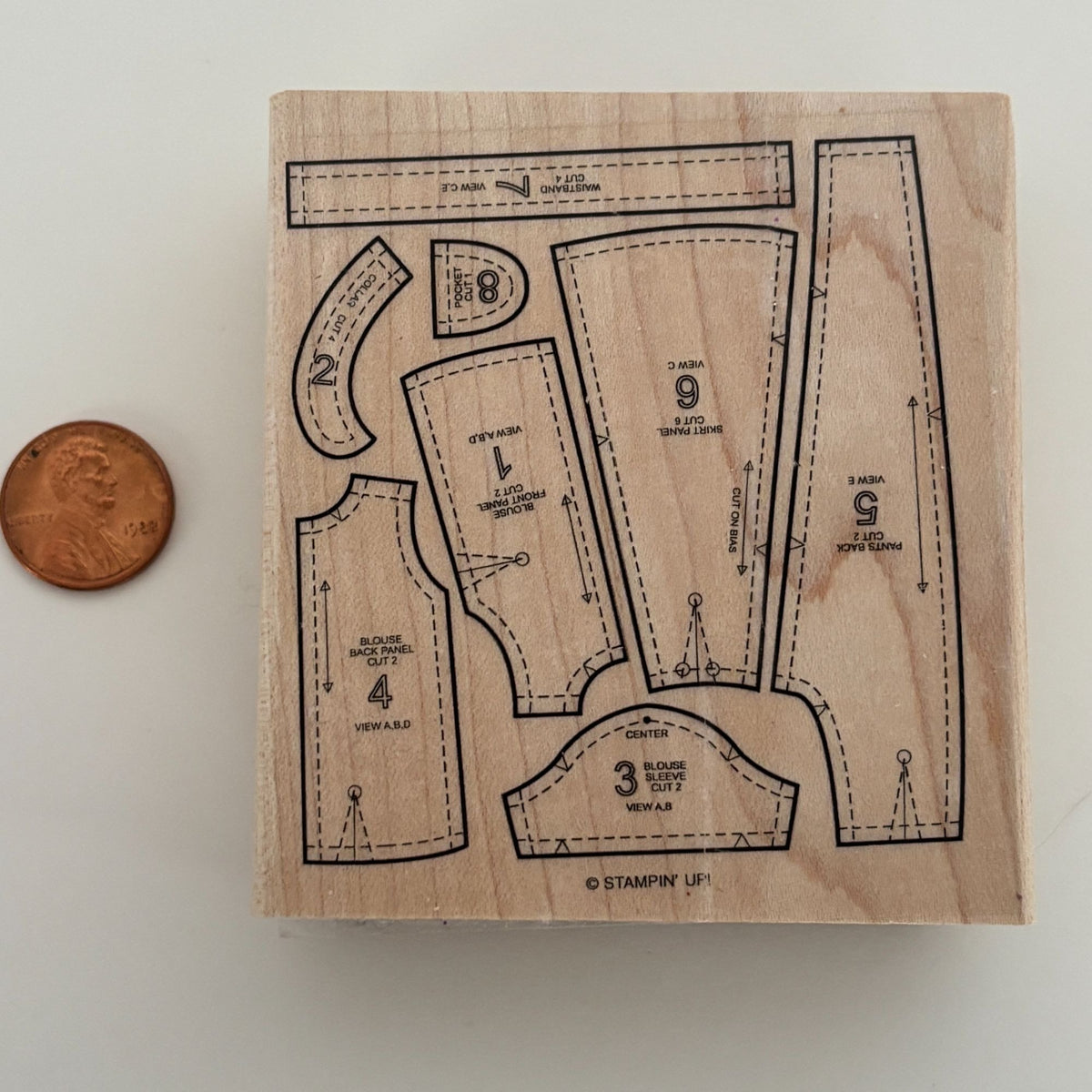 Stampin Up Rubber Stamp Sewing Pattern Pieces Fashion Dressmaker Seamstress Cardmaking