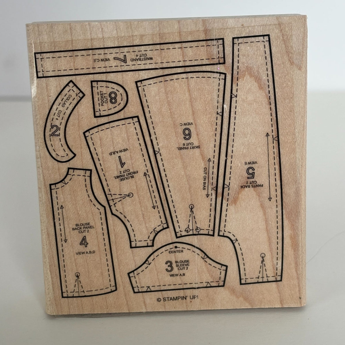 Stampin Up Rubber Stamp Sewing Pattern Pieces Fashion Dressmaker Seamstress Cardmaking
