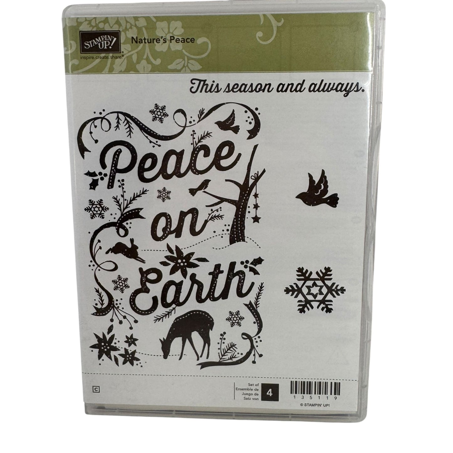Stampin Up Rubber Stamp Set Natures Peace Christmas Card Making Woodland Animals