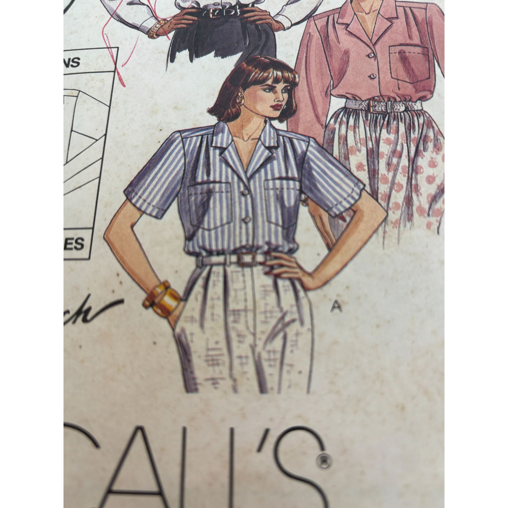 McCalls Sewing Pattern 4880 Perfect 3 Hour Blouse Front Button 1990 Size 8 Uncut