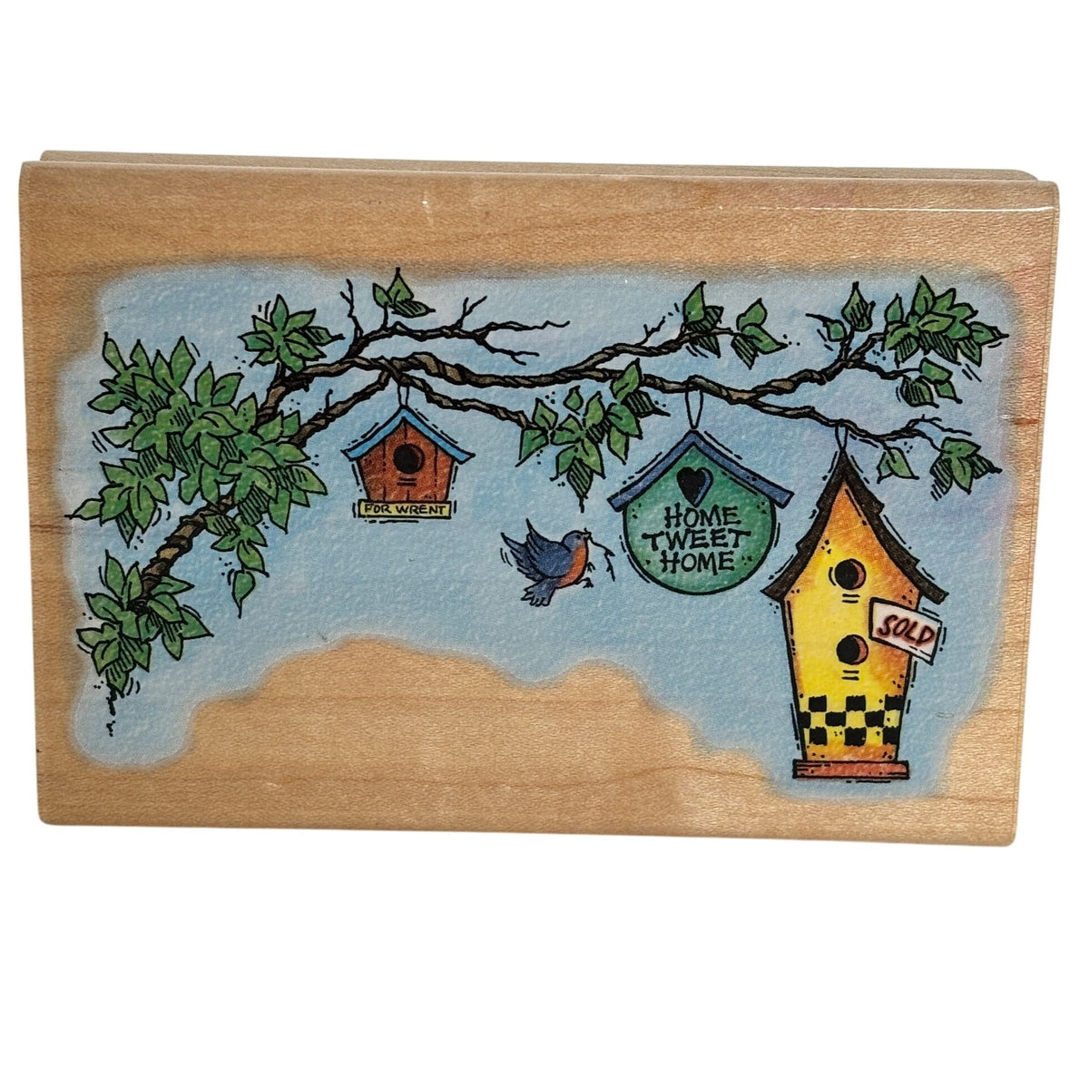 Stampendous Birdhouse Rubber Stamp Home Tweet Home Real Estate Agent Bird Pun