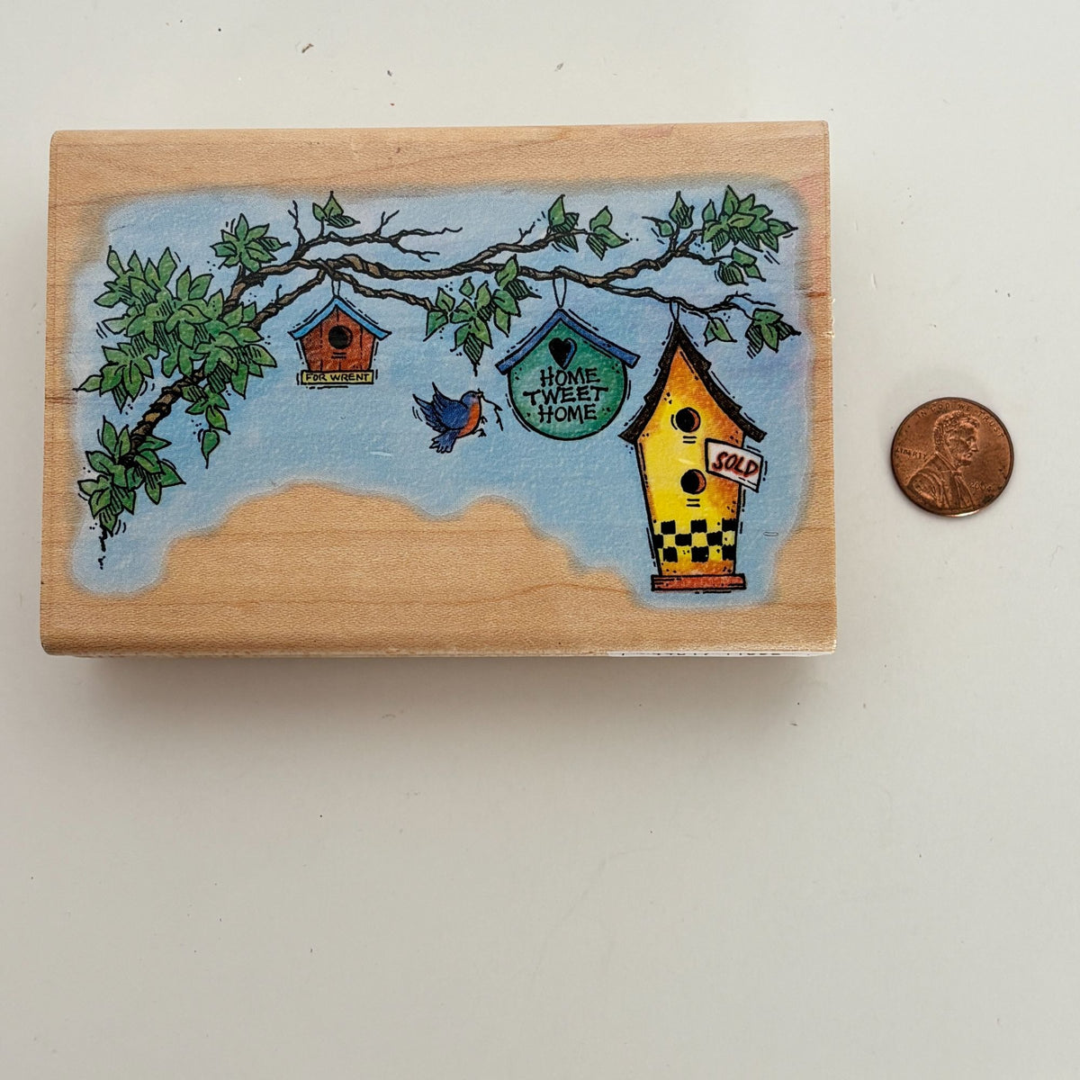 Stampendous Birdhouse Rubber Stamp Home Tweet Home Real Estate Agent Bird Pun