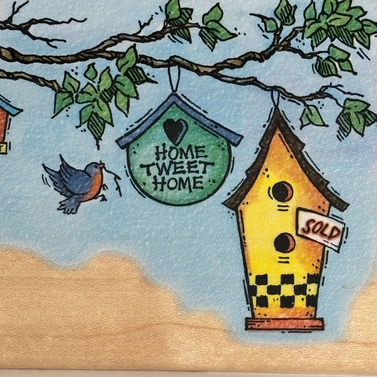 Stampendous Birdhouse Rubber Stamp Home Tweet Home Real Estate Agent Bird Pun