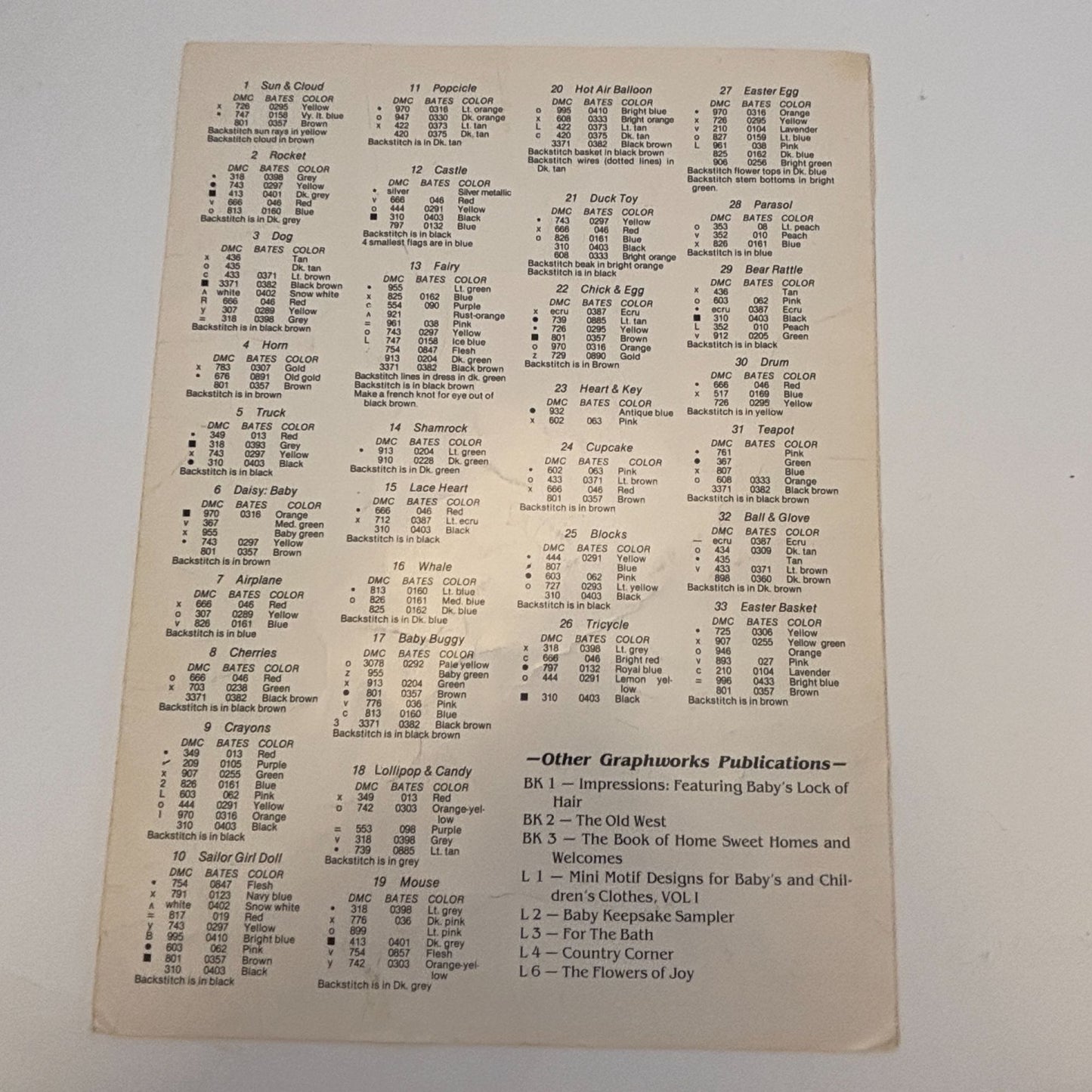 Graphworks Cross Stitch Patterns Leaflet Mini Motif Baby Childrens Clothes V2