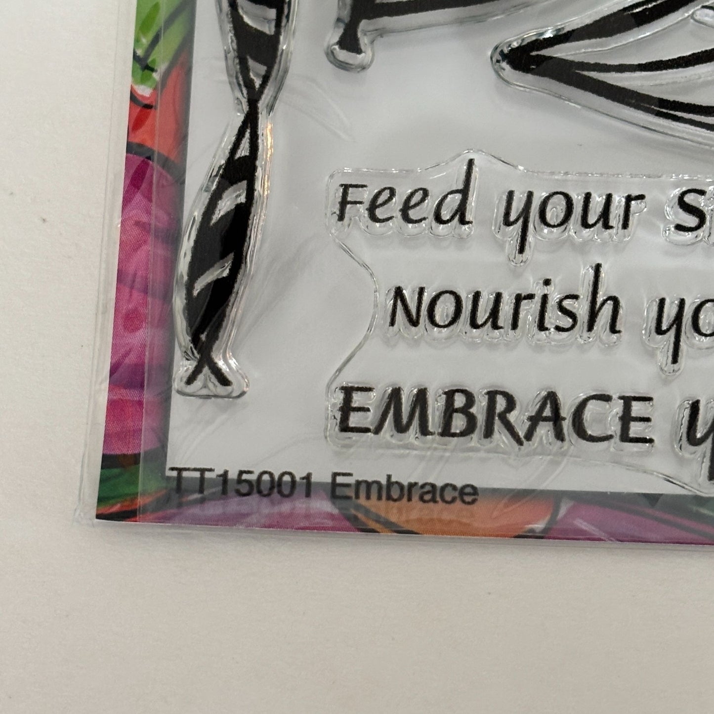 Dare 2B Artzy Clear Stamp Set Embrace Life Flower Leaf Inspirational Quote Words