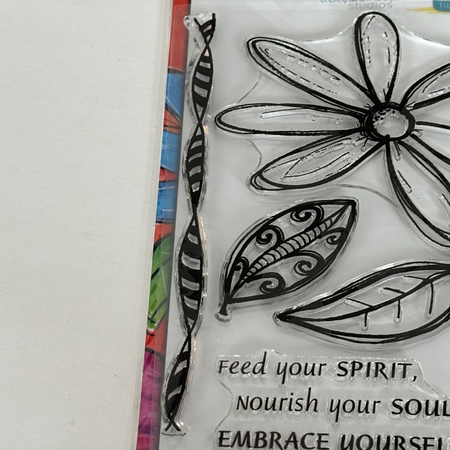 Dare 2B Artzy Clear Stamp Set Embrace Life Flower Leaf Inspirational Quote Words