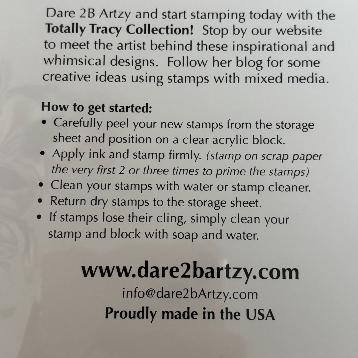 Dare 2B Artzy Clear Stamp Set Embrace Life Flower Leaf Inspirational Quote Words