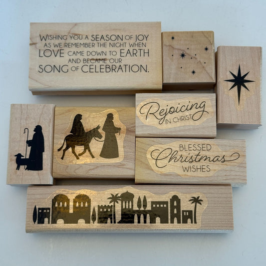 Stampin Up Wood Rubber Stamp Set Night In Bethlehem Christmas Card Making Star