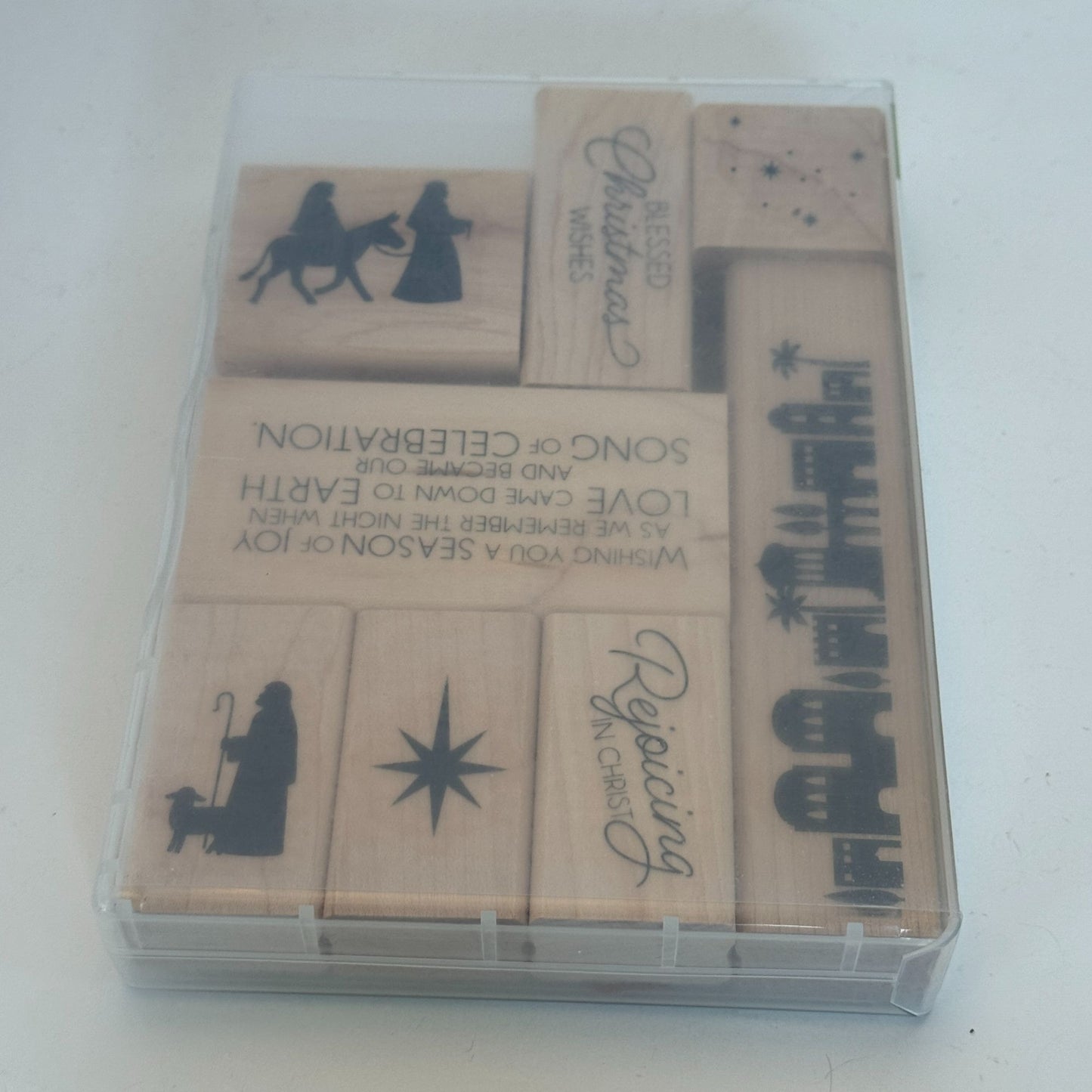 Stampin Up Wood Rubber Stamp Set Night In Bethlehem Christmas Card Making Star