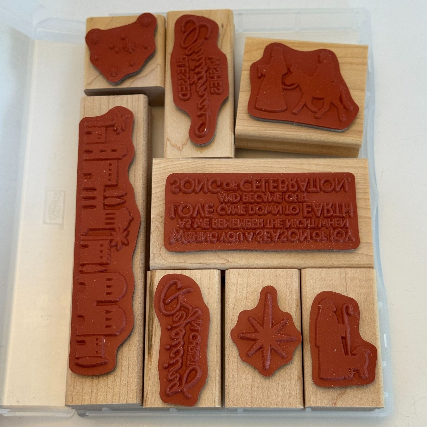 Stampin Up Wood Rubber Stamp Set Night In Bethlehem Christmas Card Making Star