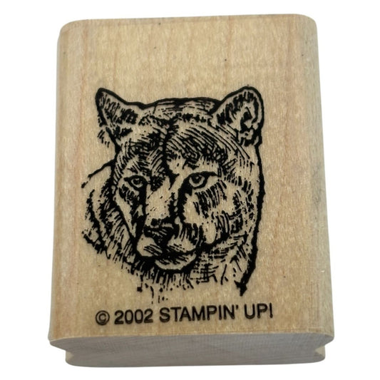 Stampin Up Rubber Stamp Cougar Mountain Lion Animal Head Nature Outdoors Big Cat