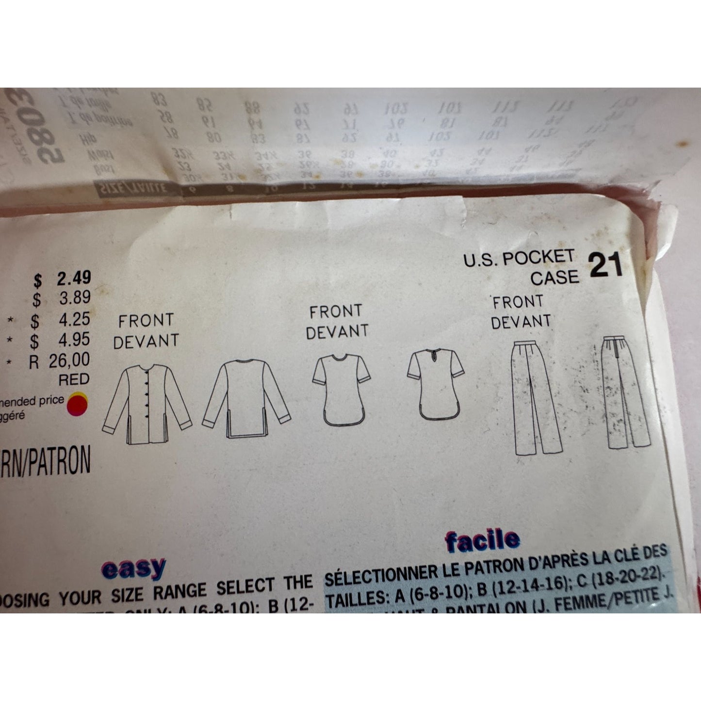 Vintage 90s Minimalist Jacket Pants Sewing Pattern Butterick 5803 Loose Fit Set 18-22 Uncut