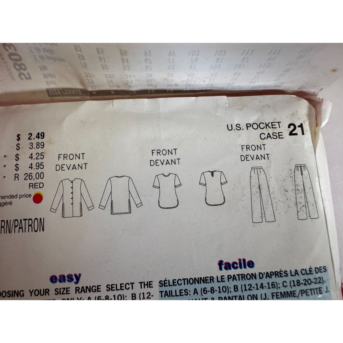 Vintage 90s Minimalist Jacket Pants Sewing Pattern Butterick 5803 Loose Fit Set 18-22 Uncut