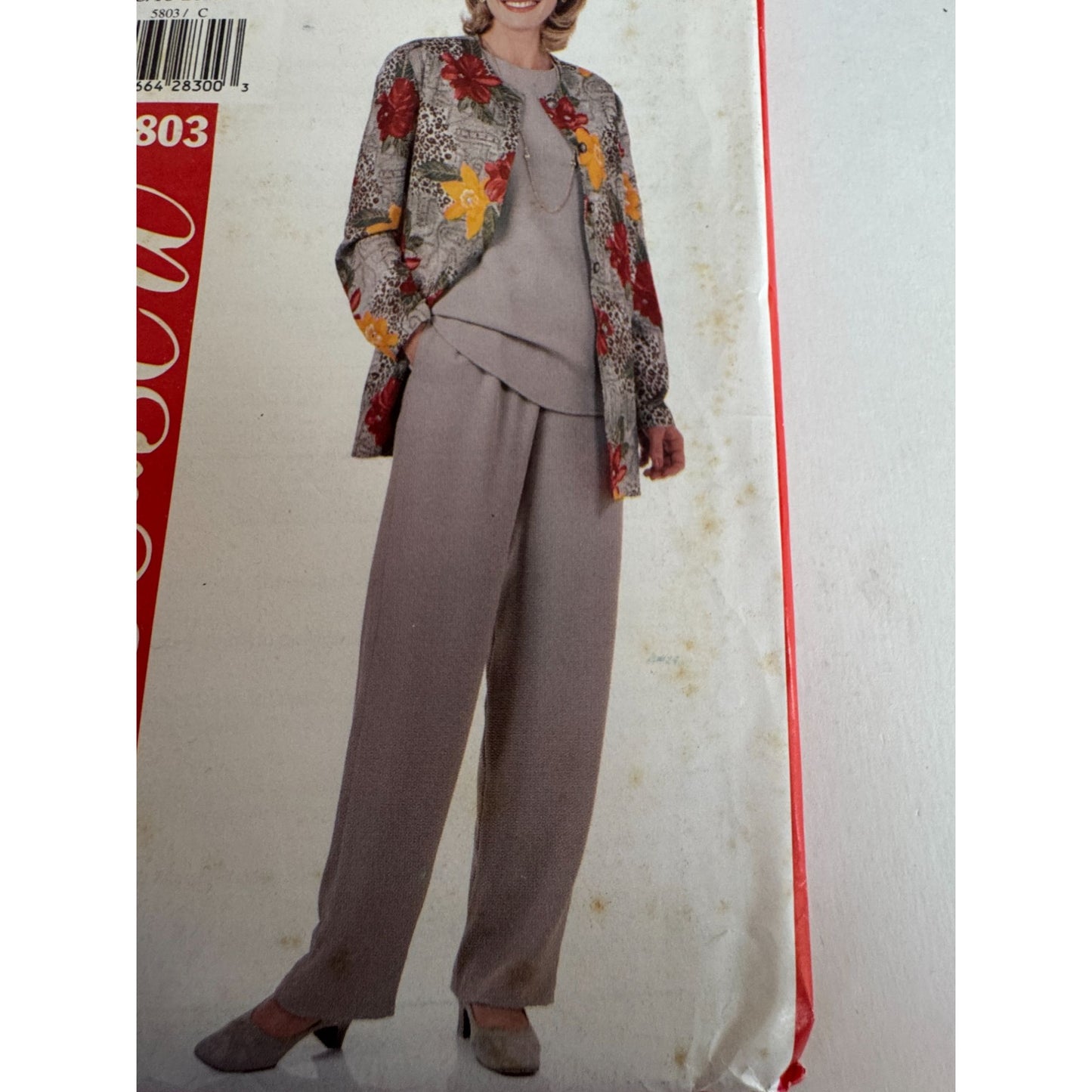 Vintage 90s Minimalist Jacket Pants Sewing Pattern Butterick 5803 Loose Fit Set 18-22 Uncut