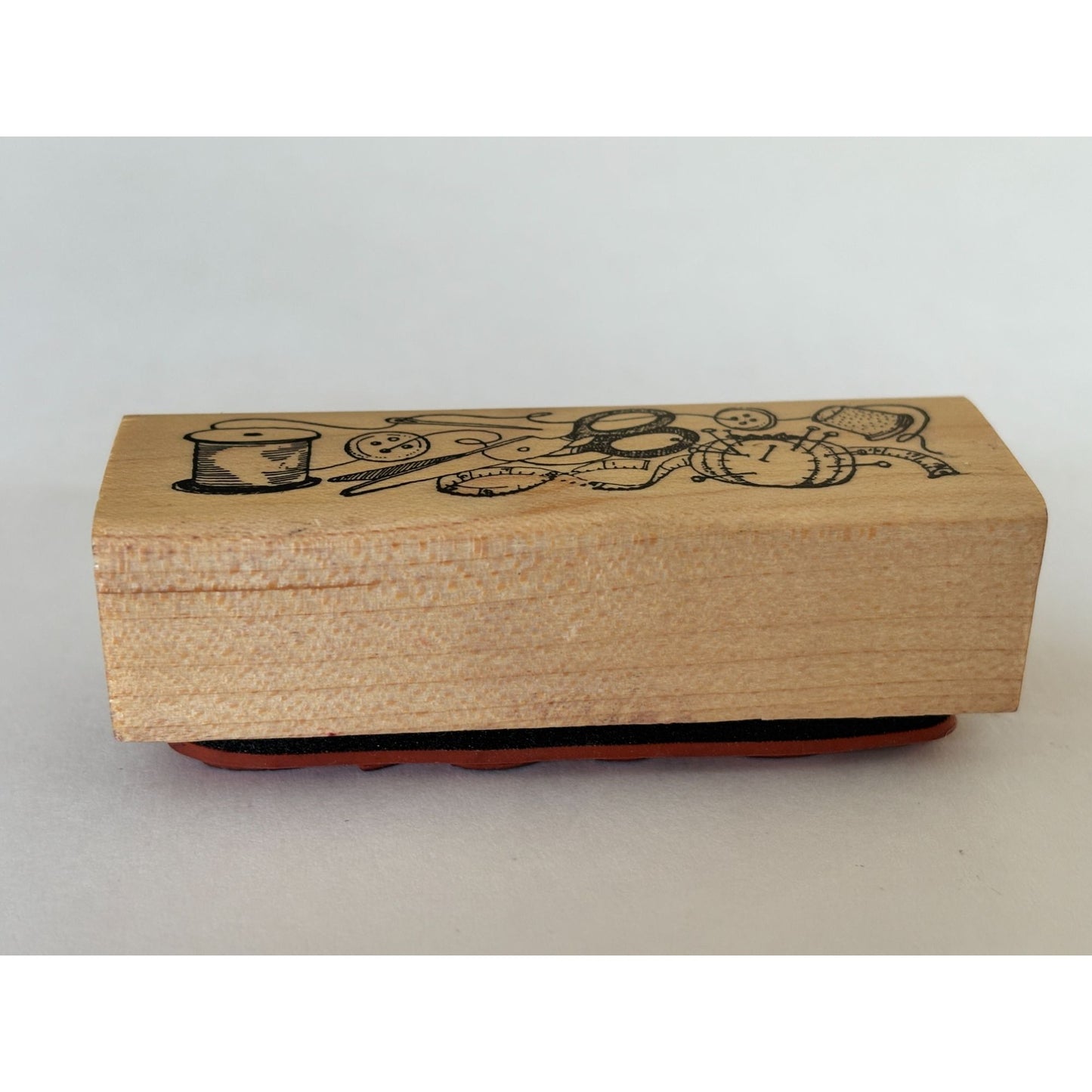 Delafield Rubber Stamp Sewing Notions Border Spool Scissors Pin Cushion Crafter