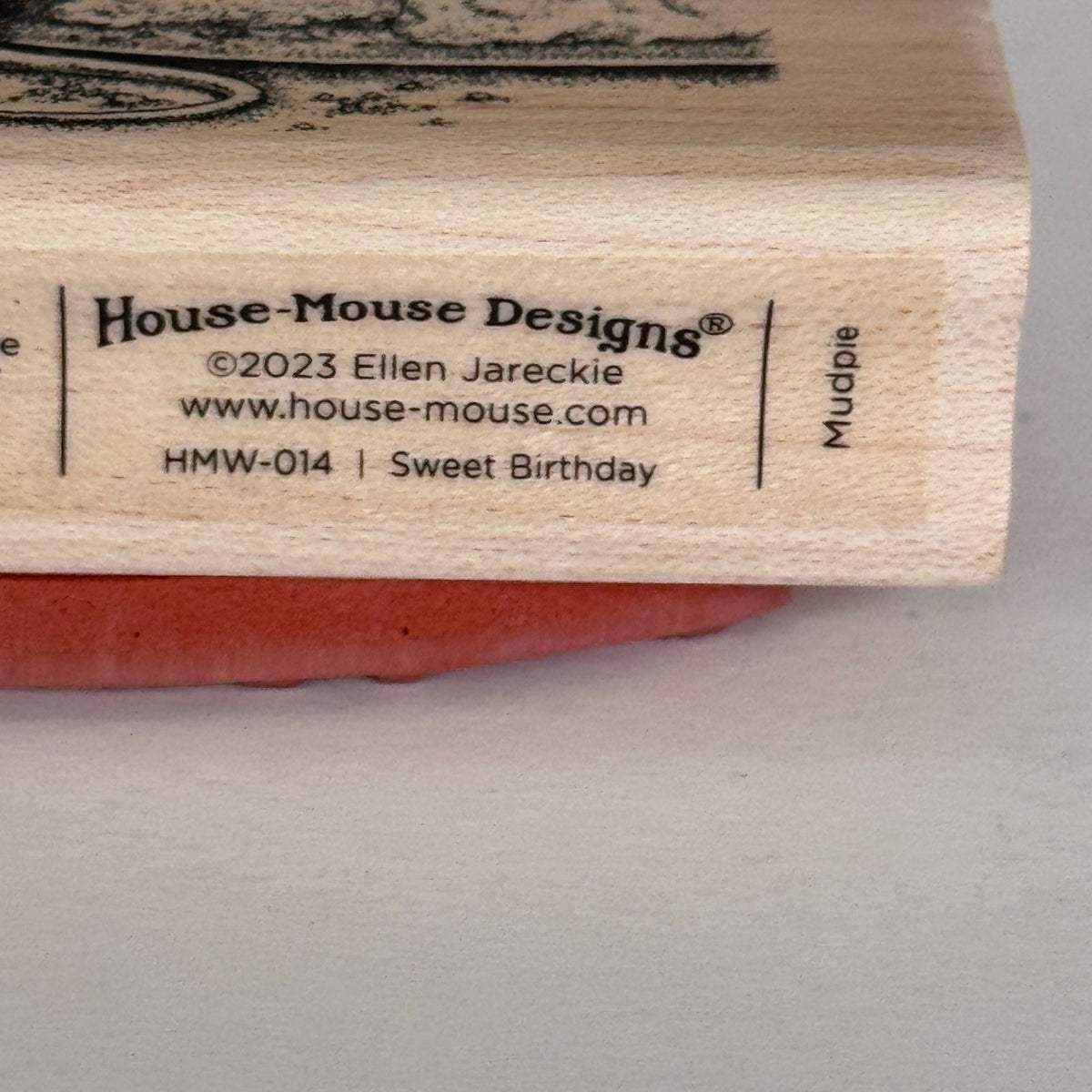 House Mouse Rubber Stamp Sweet Birthday Mouse Eating Cake Cardmaking Funny Food Spellbinders Wood