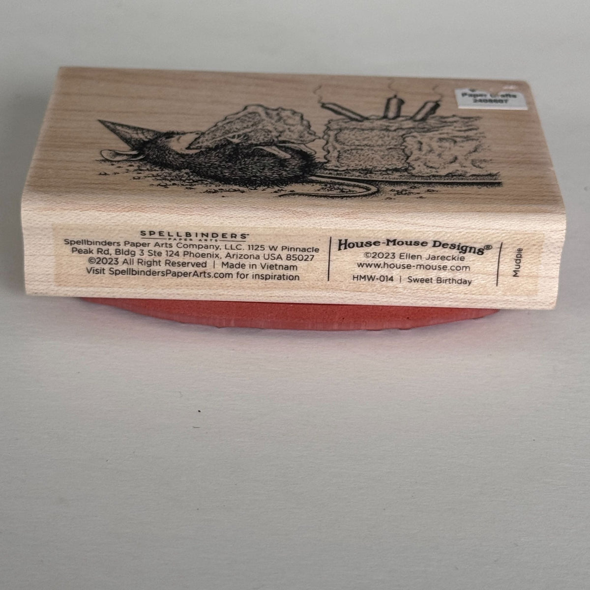House Mouse Rubber Stamp Sweet Birthday Mouse Eating Cake Cardmaking Funny Food Spellbinders Wood