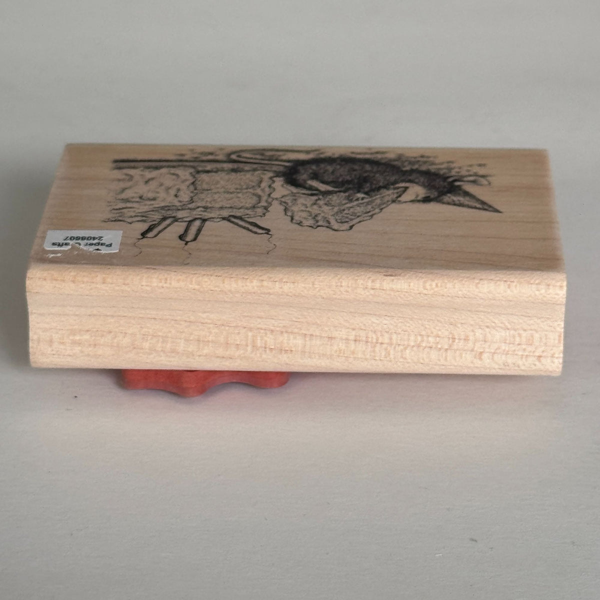 House Mouse Rubber Stamp Sweet Birthday Mouse Eating Cake Cardmaking Funny Food Spellbinders Wood