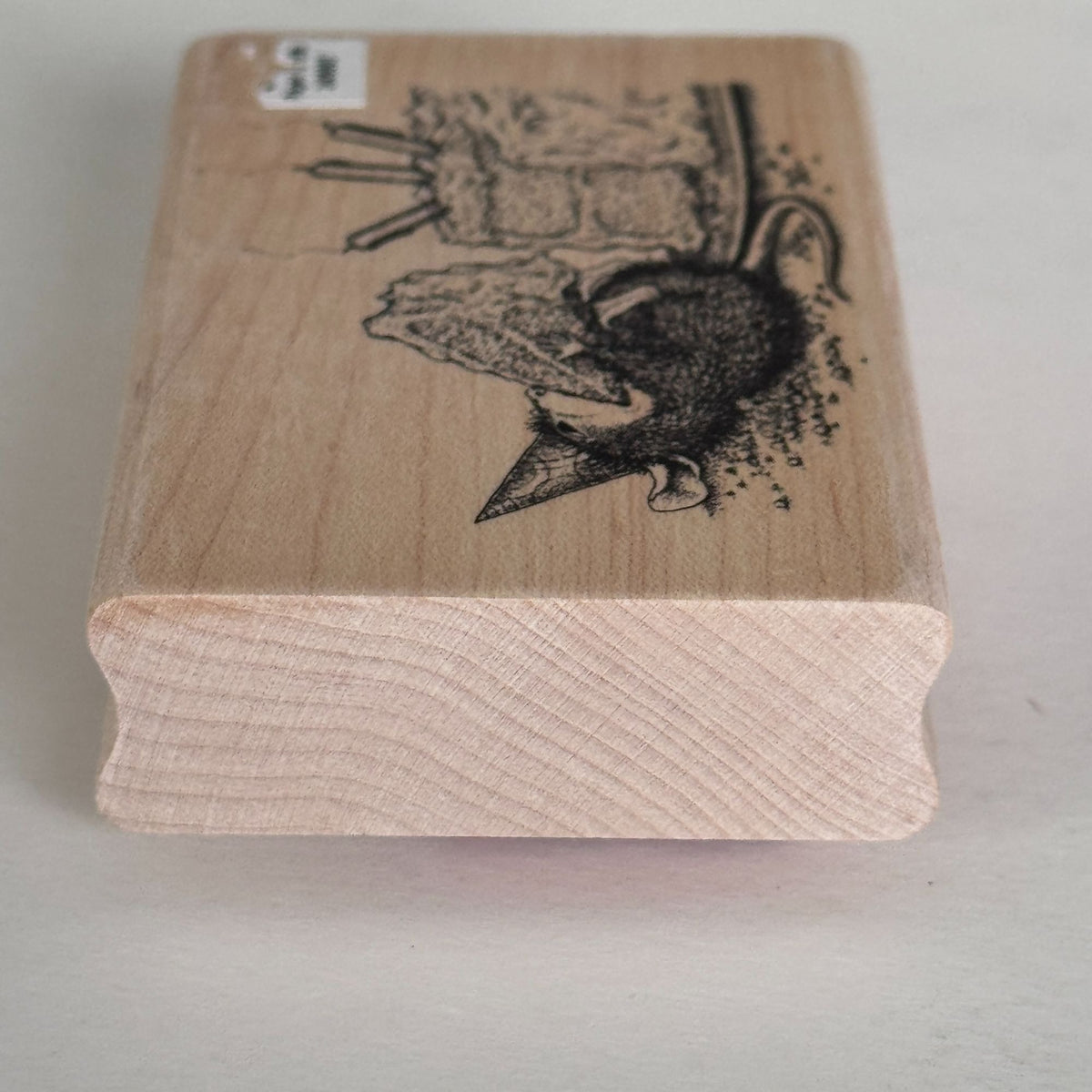 House Mouse Rubber Stamp Sweet Birthday Mouse Eating Cake Cardmaking Funny Food Spellbinders Wood