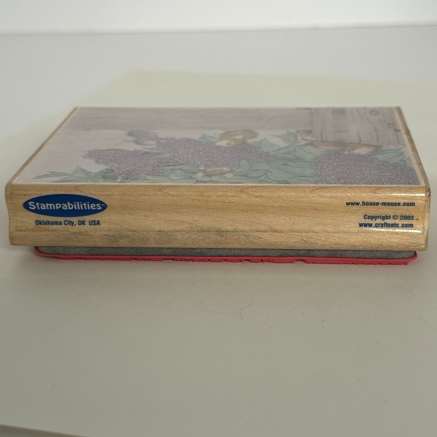 House Mouse Rubber Stamp Aromatherapy Lilacs Flowers Mice Fence Stampabilities