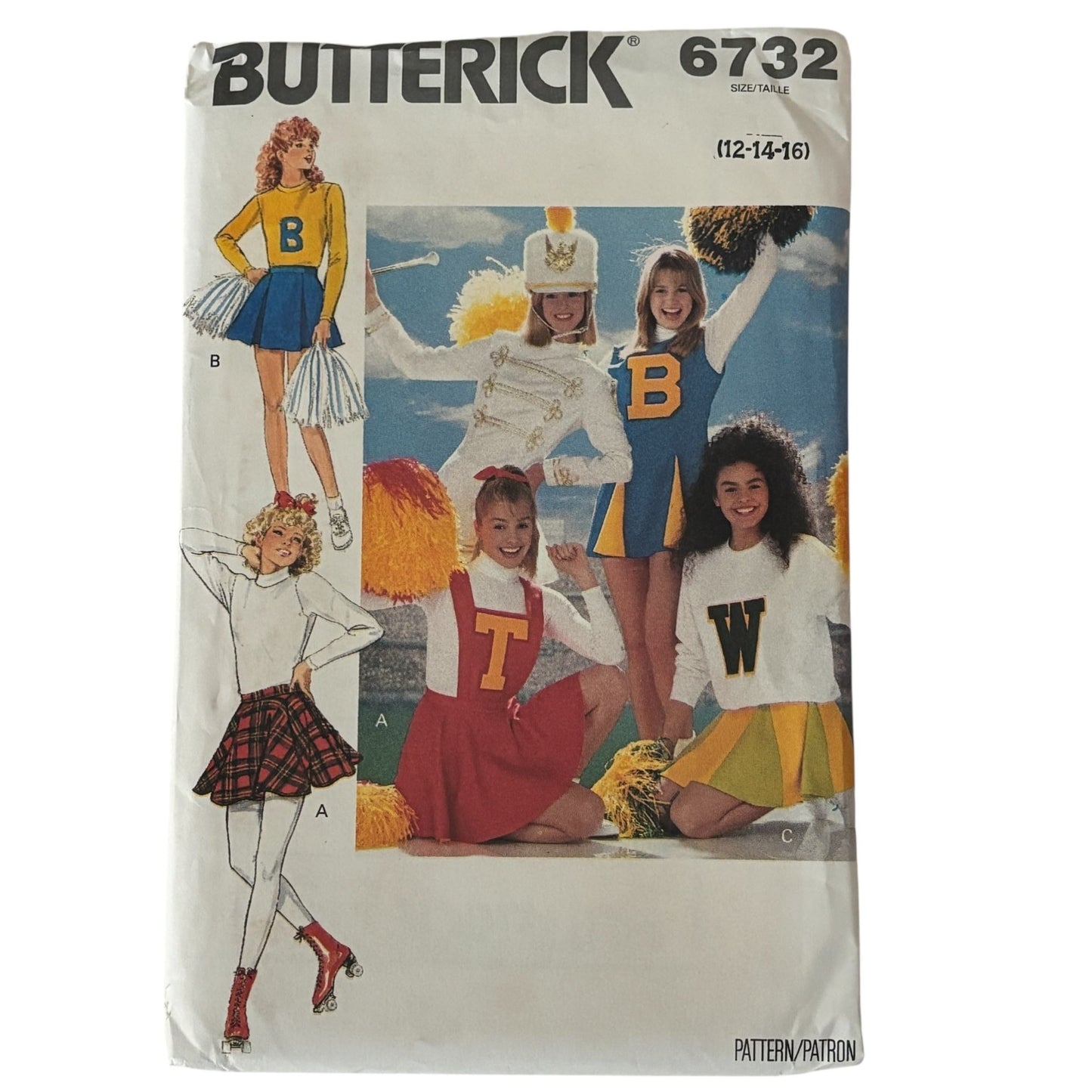 Butterick Sewing Pattern 6732 Cheerleader Dress Jumper Skirt Bib Costume 12-16 Uncut Varsity Uniform
