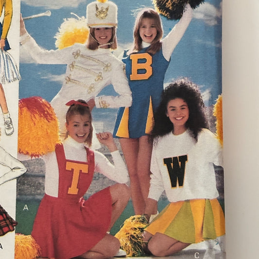Butterick Sewing Pattern 6732 Cheerleader Dress Jumper Skirt Bib Costume 12-16 Uncut Varsity Uniform