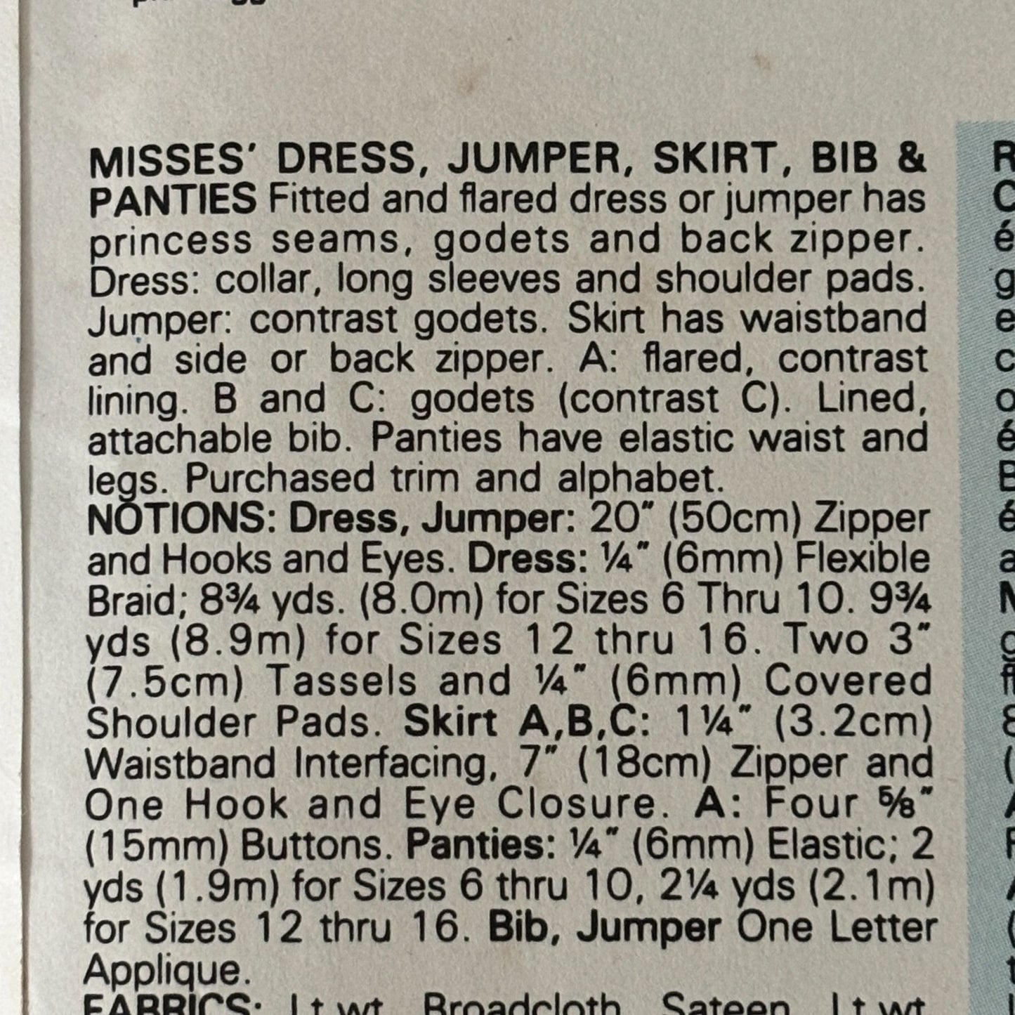 Butterick Sewing Pattern 6732 Cheerleader Dress Jumper Skirt Bib Costume 12-16 Uncut Varsity Uniform