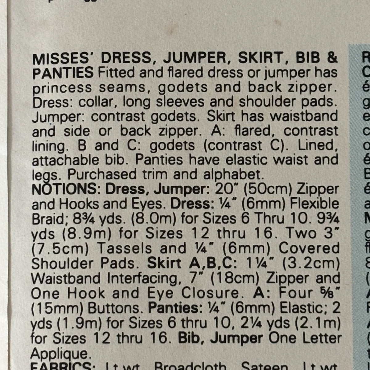 Butterick Sewing Pattern 6732 Cheerleader Dress Jumper Skirt Bib Costume 12-16 Uncut Varsity Uniform