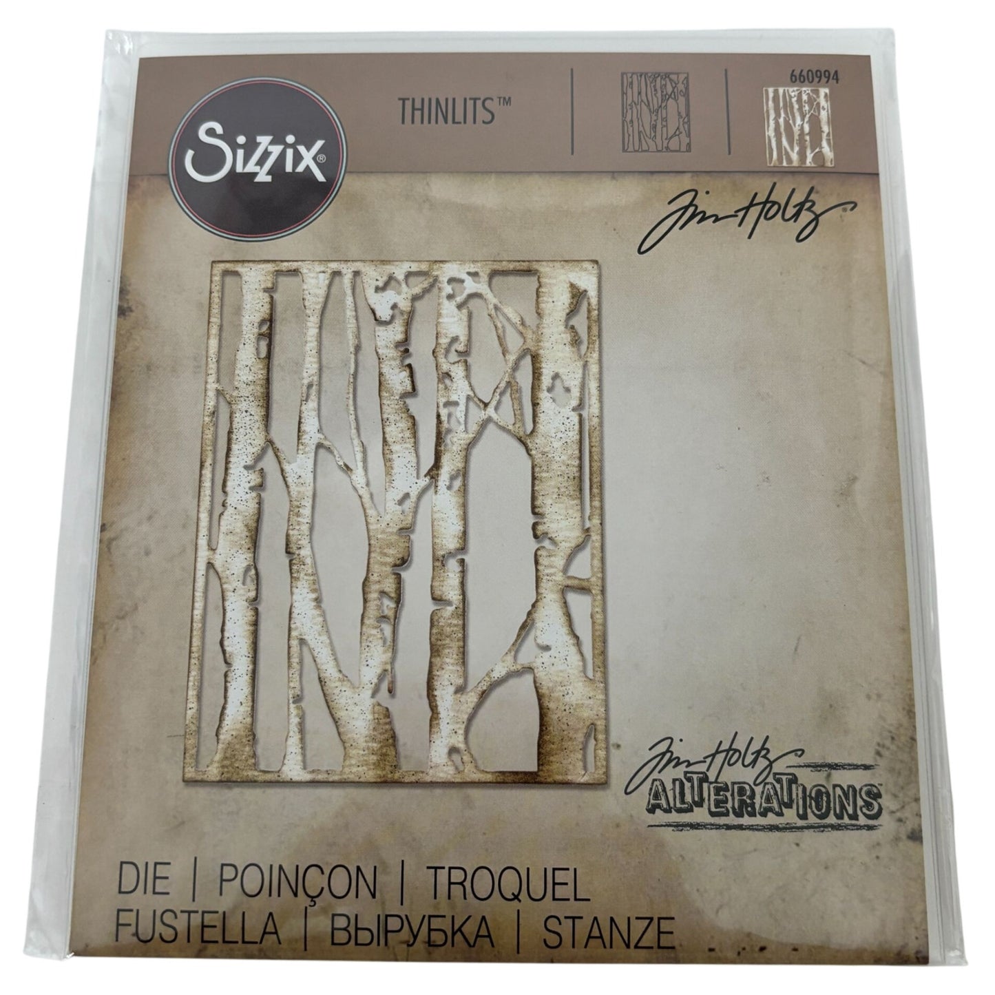 Sizzix Tim Holtz Birch Trees Thinlits Die 660994 Woodland Background Card Making Winter Scrapbooking