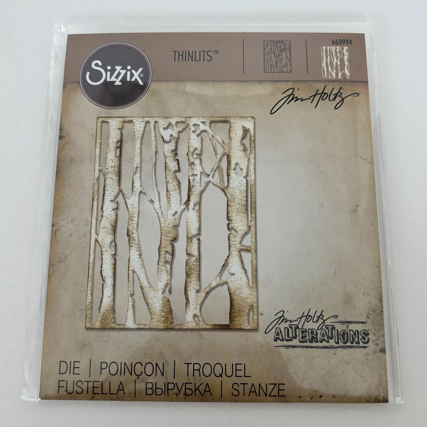 Sizzix Tim Holtz Birch Trees Thinlits Die 660994 Woodland Background Card Making Winter Scrapbooking