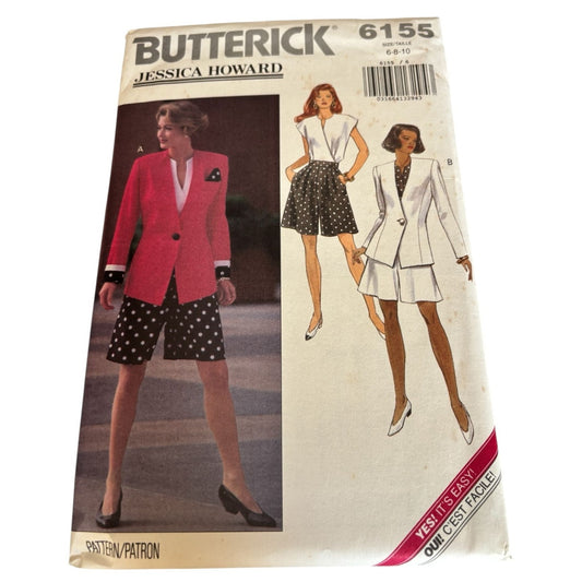 Butterick Sewing Pattern 6155 Work Suit Jacket Top Shorts Career UC Easy 6 8 10
