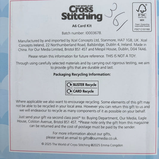 The World of Cross Stitching Nautical Anchor Card Making Kit Cross Stitch