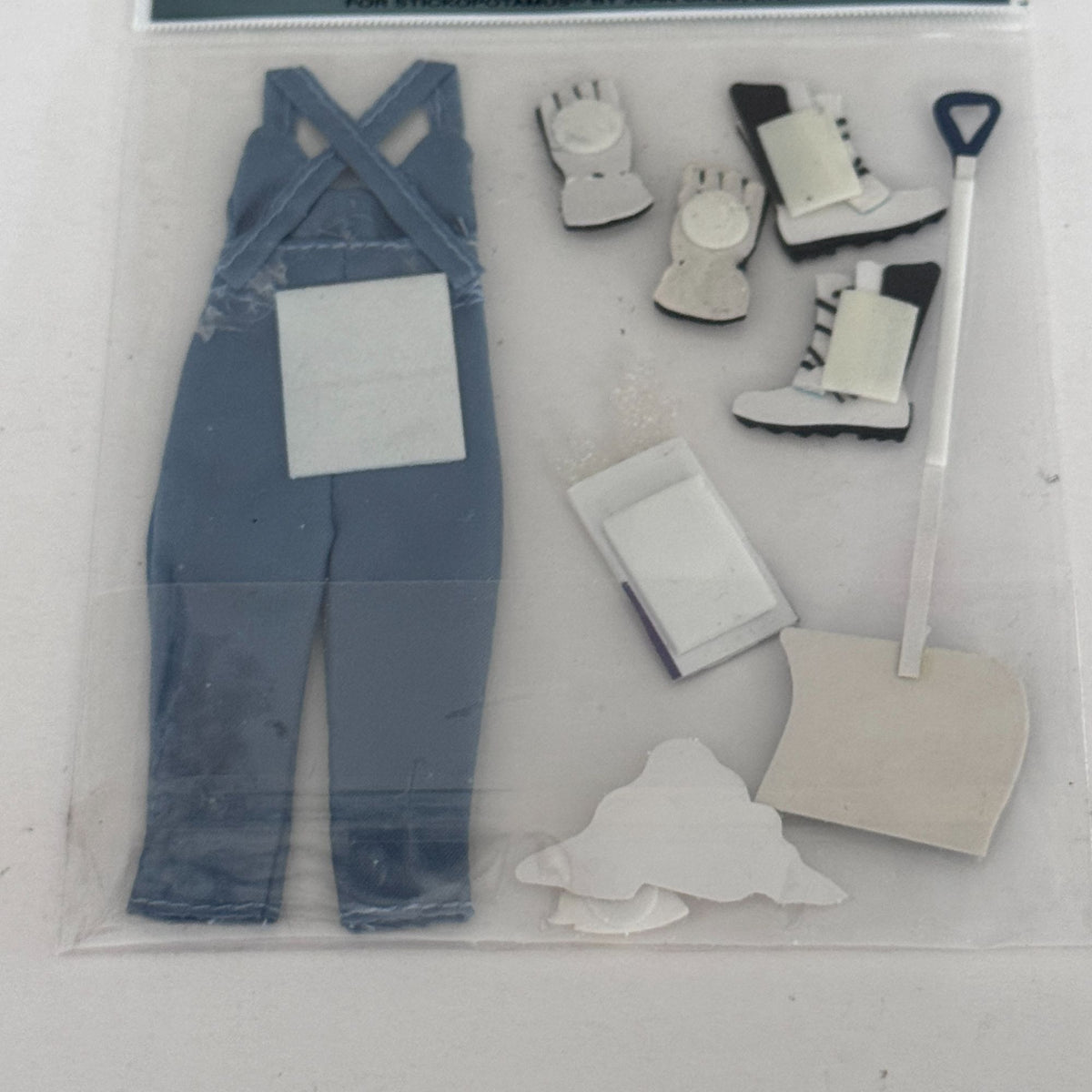 Jolees Boutique Dimensional Sticker Set Collage Snow Stuff Overalls Shovel Boots Gloves Winter Stickerpotamus