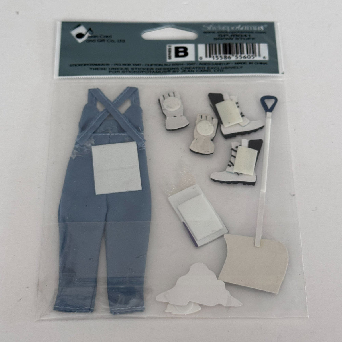Jolees Boutique Dimensional Sticker Set Collage Snow Stuff Overalls Shovel Boots Gloves Winter Stickerpotamus