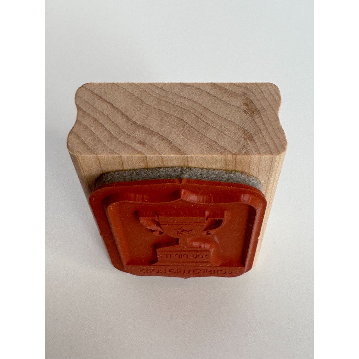 Stampin Up Rubber Stamp Trophy Cup Congratulations You Did It Winner Wood Mount