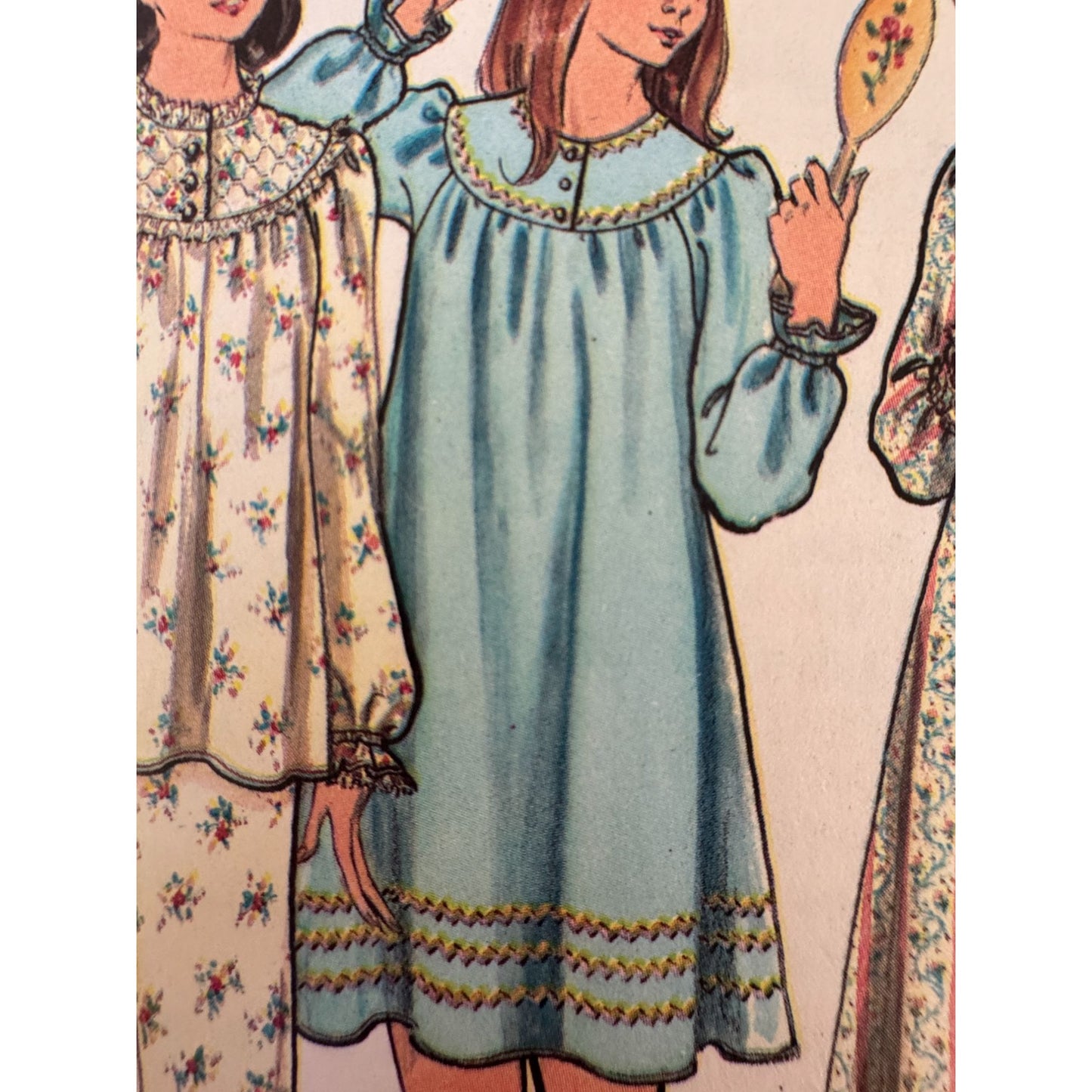 70s Boho Nightgown Pajama Sewing Pattern Butterick 5745 Vintage Prairie Sleepwear Set 12-14 Uncut