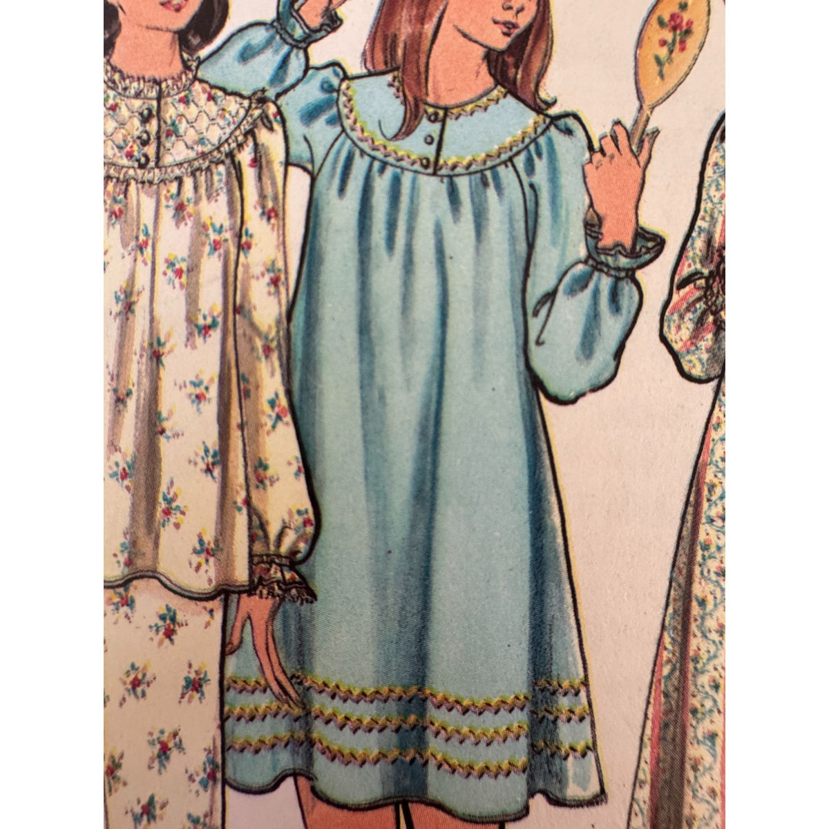 70s Boho Nightgown Pajama Sewing Pattern Butterick 5745 Vintage Prairie Sleepwear Set 12-14 Uncut