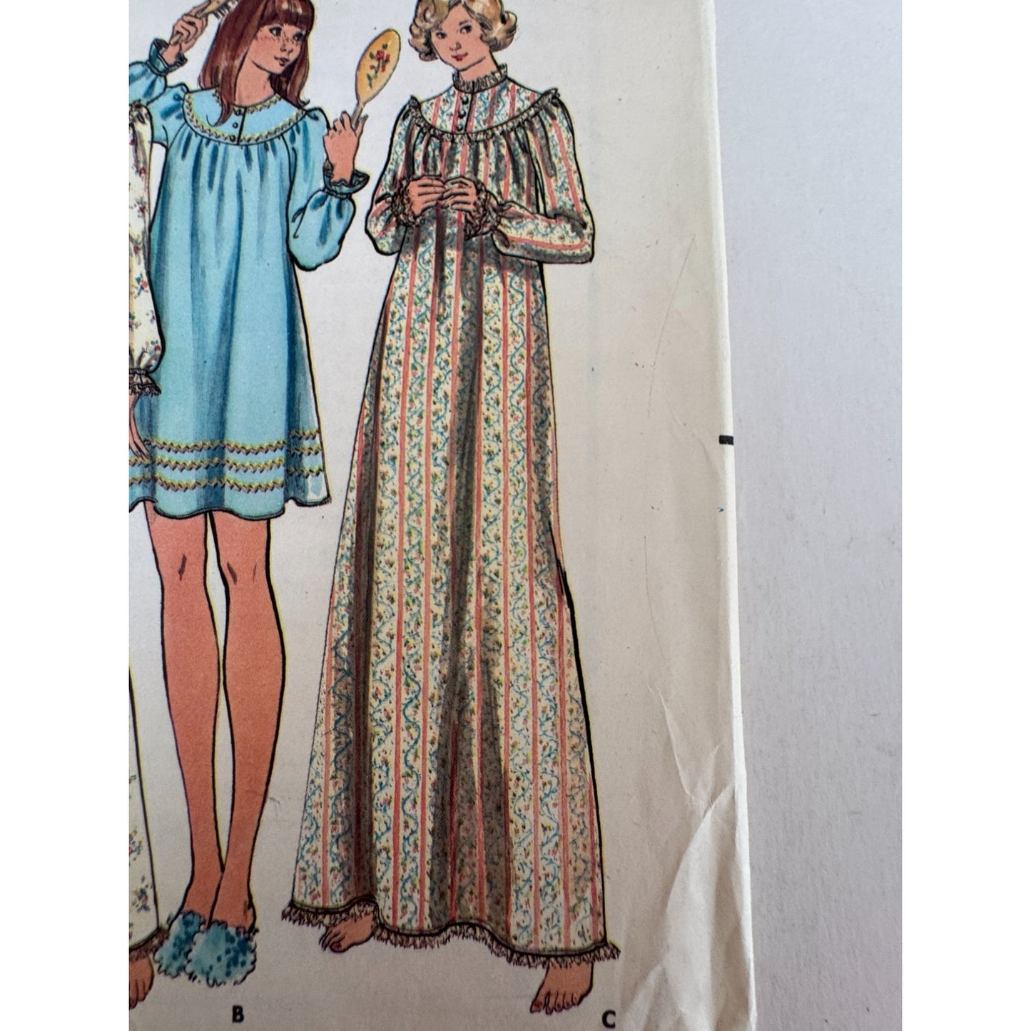 70s Boho Nightgown Pajama Sewing Pattern Butterick 5745 Vintage Prairie Sleepwear Set 12-14 Uncut