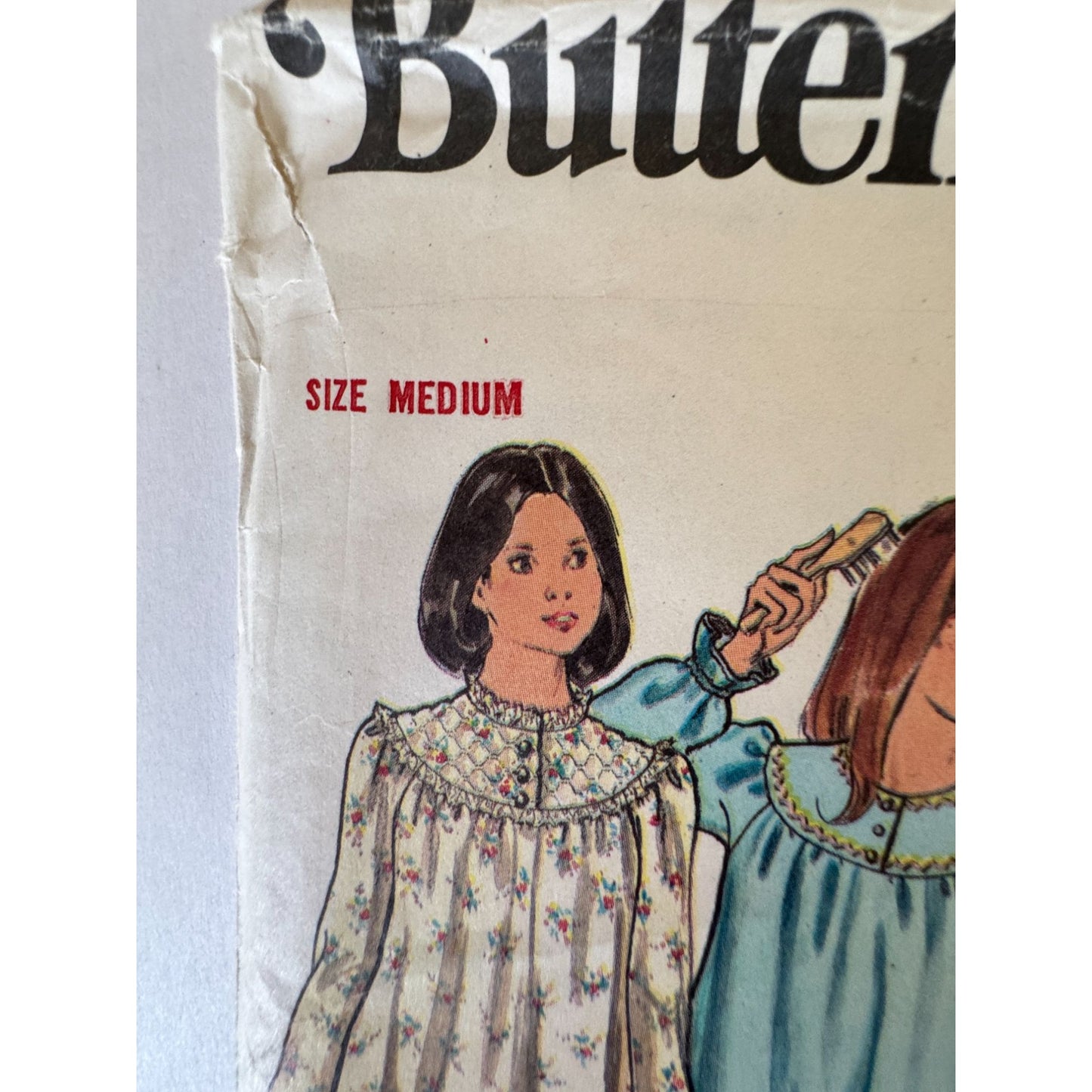 70s Boho Nightgown Pajama Sewing Pattern Butterick 5745 Vintage Prairie Sleepwear Set 12-14 Uncut