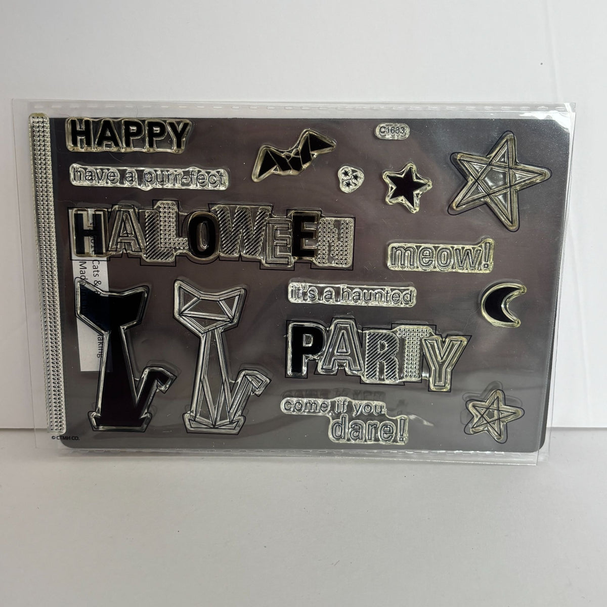 CTMH Acrylic Stamps and Dies MCM Atomic Cats Bats Halloween Cardmaking Pun C1683
